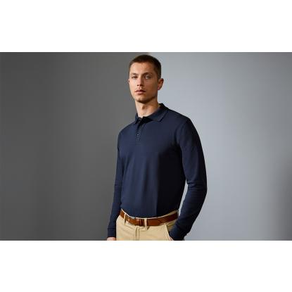 ID 0544 langærmet polishirt med stretch, navy