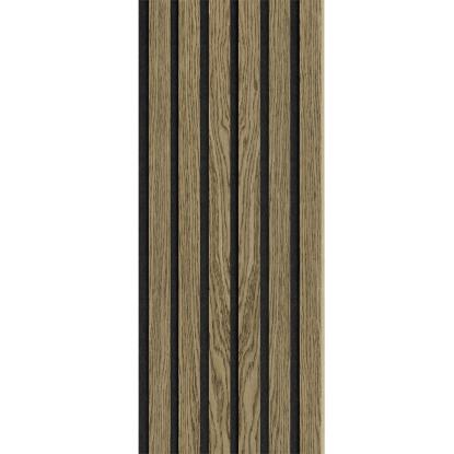 I-Wood Medio+ Original akustikpanel, mørkebrun olieret, sort filt og lys kerne, egefiner, 16 x 300 mm