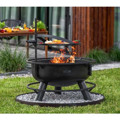 Cook King Bandito 80 multifunktionelt bålsted med 60 cm grillrist, stål, sort, Ø94 cm