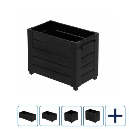 PLUS Cubic blomsterkasse med fødder, sort