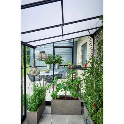 Halls Qube Lean-to 612 drivhus 7,1 m², sort, 3 mm hærdet glas