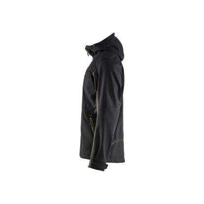 Blåkläder 4753 softshell jakke med hætte, sort/hi-vis gul