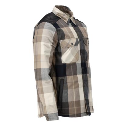 MASCOT CUSTOMIZED flannel skjorte med fiberpelsfor, mørk sand ternet