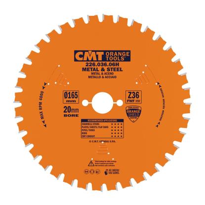 CMT Dry Cut rundsavsklinge til metal og stål, Z36, Ø165 x 1,5 x 20 mm