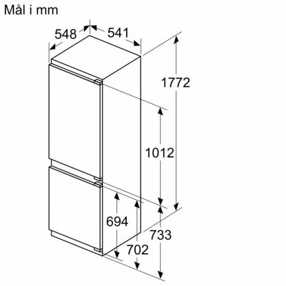 Siemens iQ100 integrerbart kølefryseskab KI86VNFE0, 183 + 84 liter