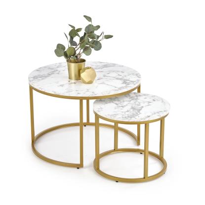 Paola sofabordssæt, marmorlook/guld