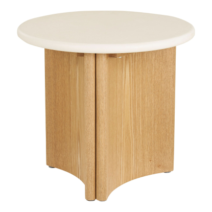 Motril hjørnebord, cement/askefiner, hvid, Ø50 cm