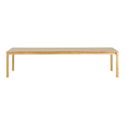 Bowen spisebord med to tillægsplader, eg/egefiner, mørk sand, 100 x 220-320 cm