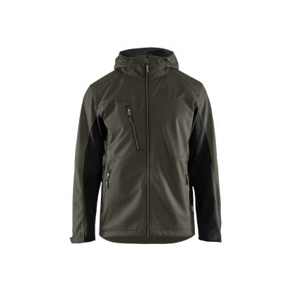 Blåkläder 4753 softshell jakke med hætte, olivengrøn/sort