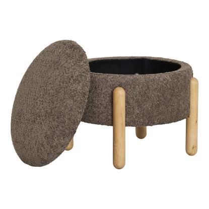 Medas puf med opbevaring, brun/natur bouclé