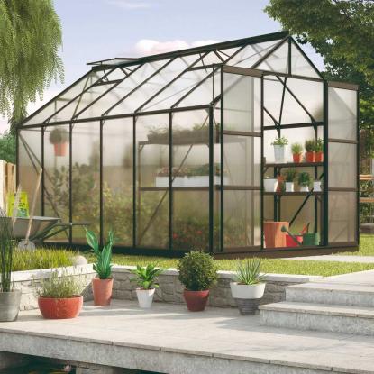 Vitavia Uranus 9900 drivhus, sort, 9,9 m², 6 mm poly, inkl. sokkel