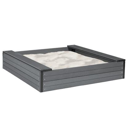 NORDIC PLAY Active sandkasse med sæde, WPC, 24 x 120 x 120 cm - inkl. net og 240 kg sand